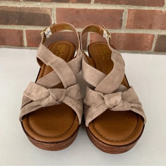 Bella Vita Womens Wes Italy Tan Leather Slingback Wedge Sandals US 9.5 M - Picture 3 of 8